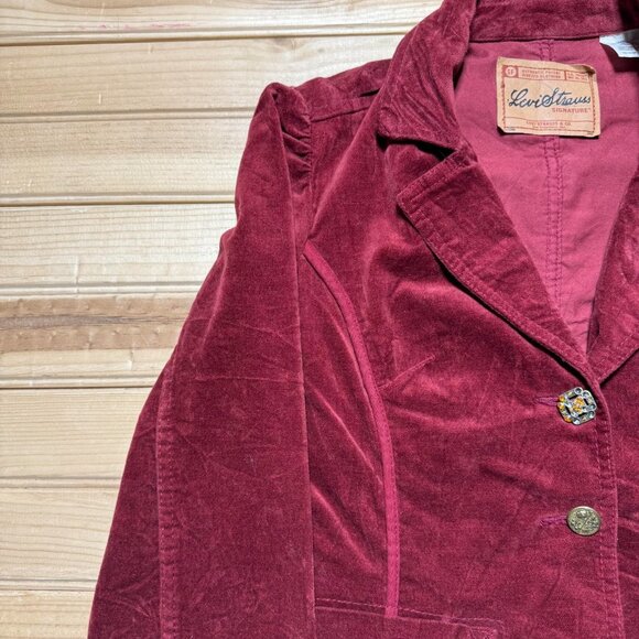Vintage Y2K Levi Strauss Rhinestone Button Notched Lapel Corduroy Jacket Small - Picture 2 of 12